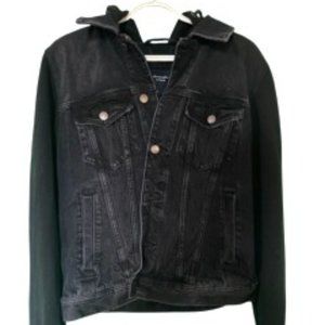 Abercrombie & Fitch Hooded Denim Jacket - Men's Medium (Black)